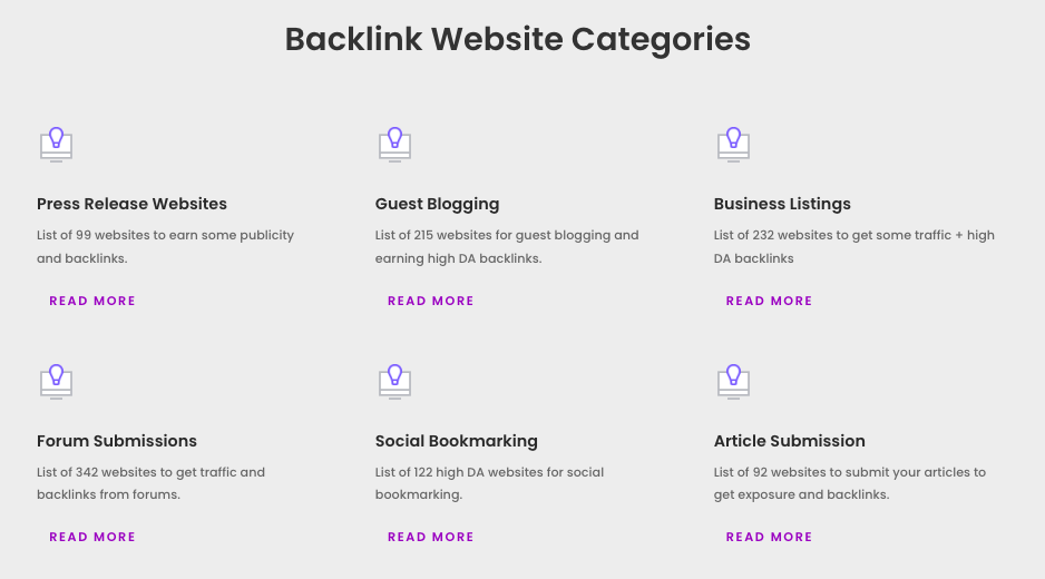 Backlink Repository features
