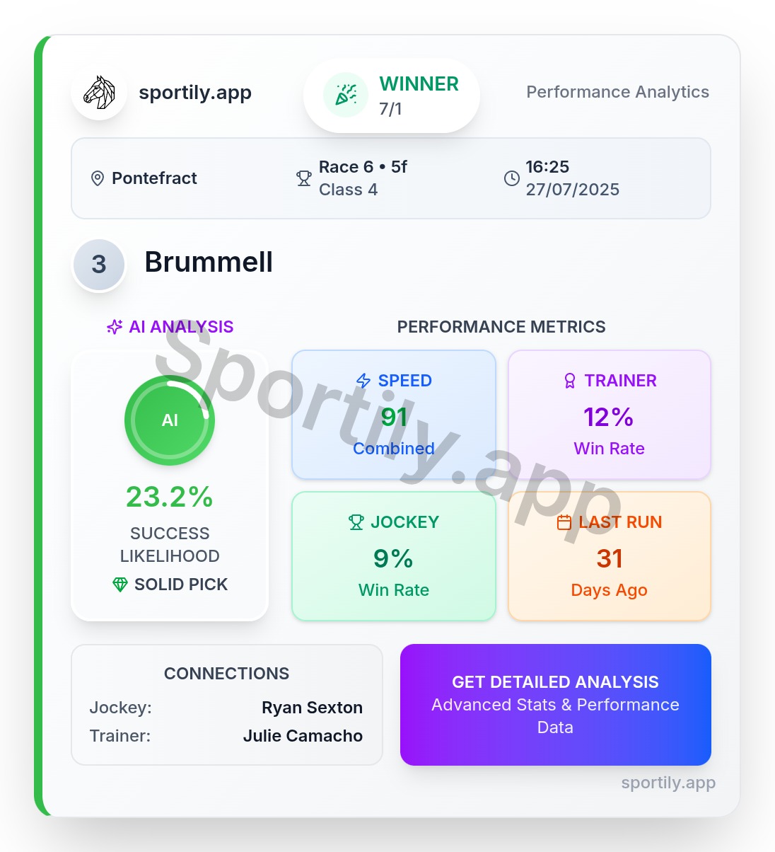 Sportily features